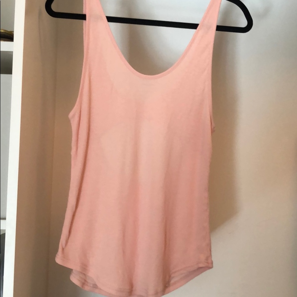 Alo Yoga Peach Ribbed Tank w back cutout